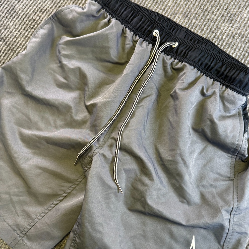 Speedo‎ Swim Trunks Mens M Gray Lined Elastic Waist Drawstring Shorts
